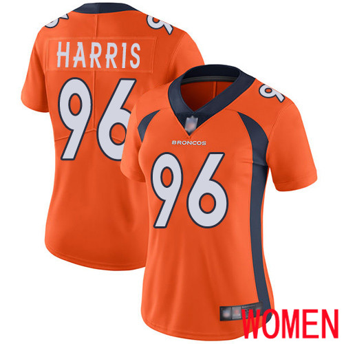 Women Denver Broncos #96 Shelby Harris Orange Team Color Vapor Untouchable Limited Player Football NFL Jersey